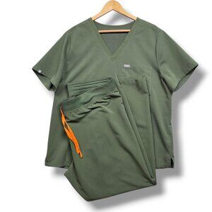 Figs Catarina Top Livingston Basic Pant Scrub Set Womens XXL Green STAIN